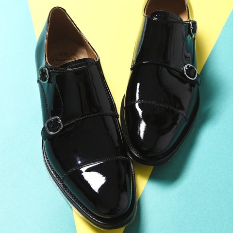 Patent Monk Strap, Black